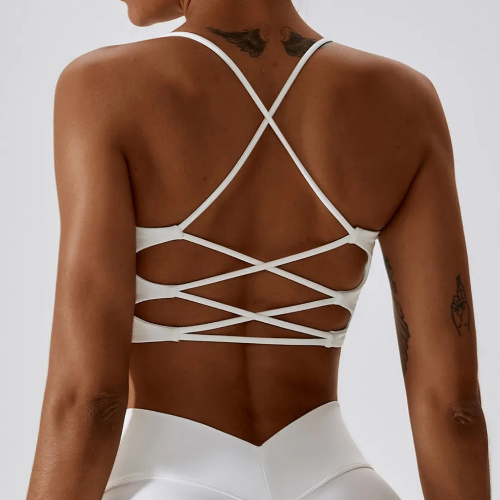Brassière de sport femme dos croisé avec coussinets