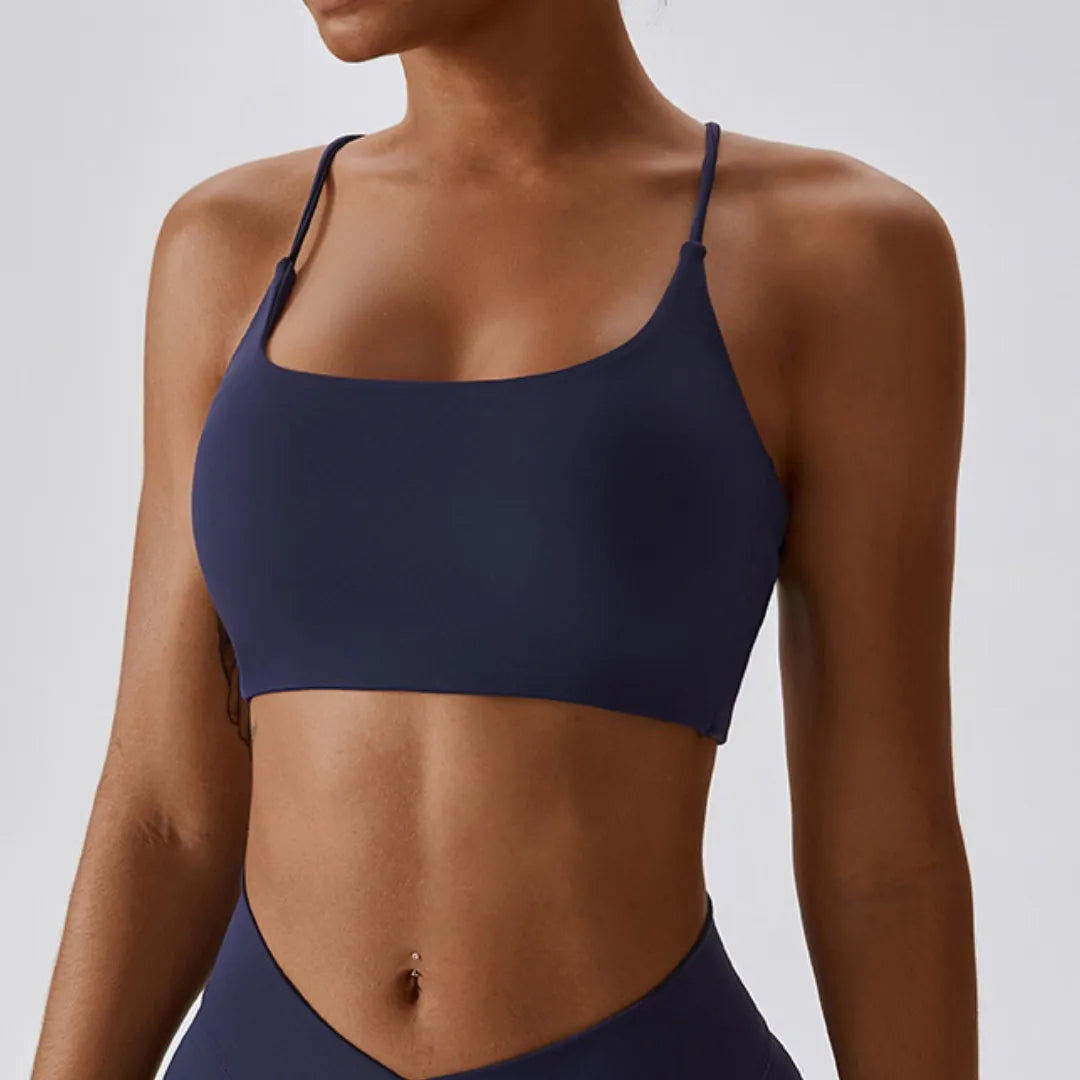 Brassière de sport femme dos croisé avec coussinets