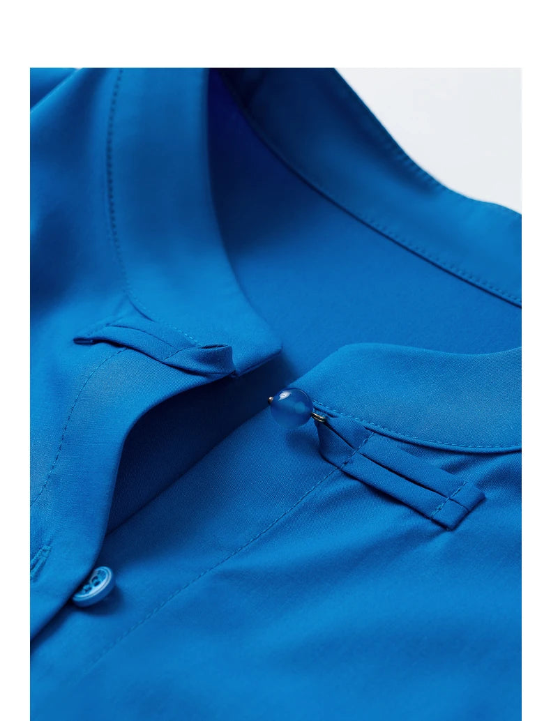 Women's long-sleeved shirt with a stand-up collar, casual Chinese style