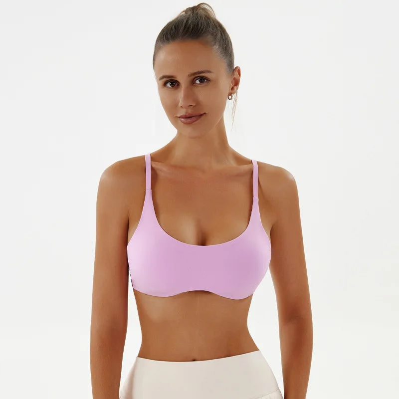 Brassière de sport unie femme avec coussinets amovibles