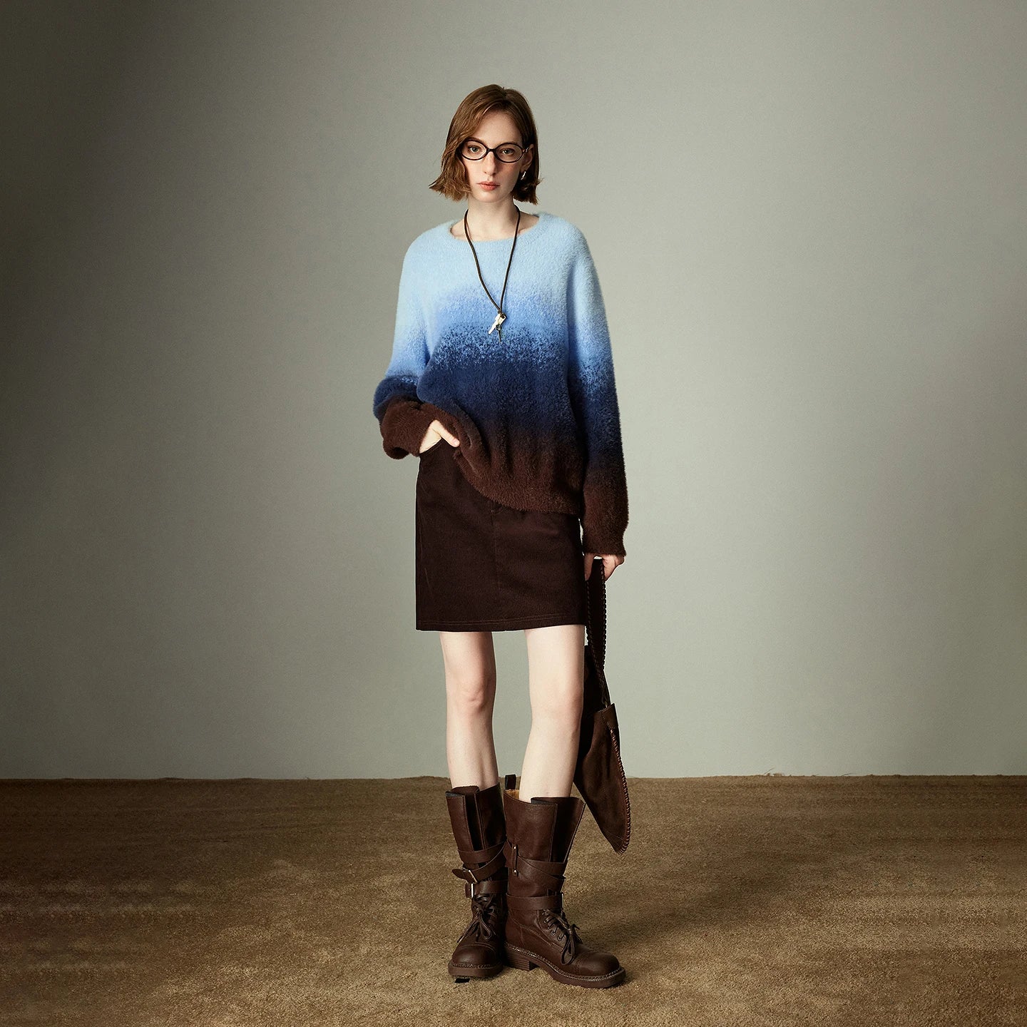 Pull Femme – Effet Fourrure, Col Rond