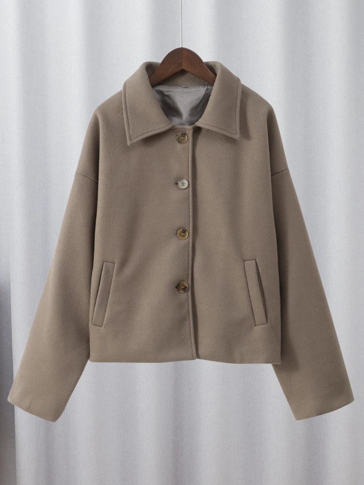 Veste courte en fausse fourrure à col rabattu pour femme