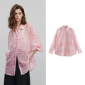 Chemise femme mi-longue imprimée – manches longues