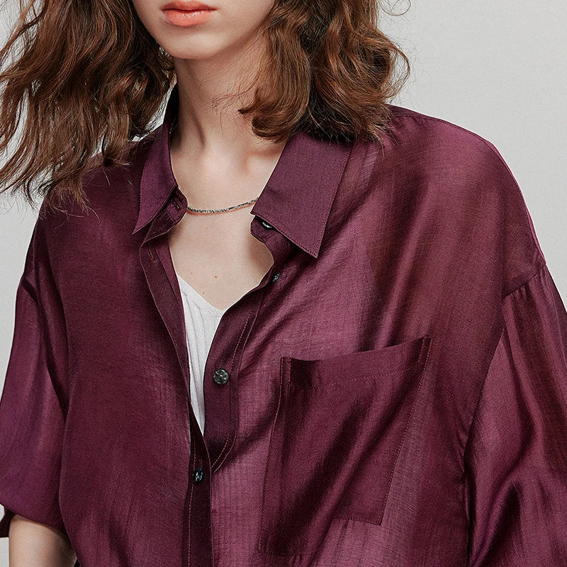 Blouse femme manches courtes, col chemise, style fashion