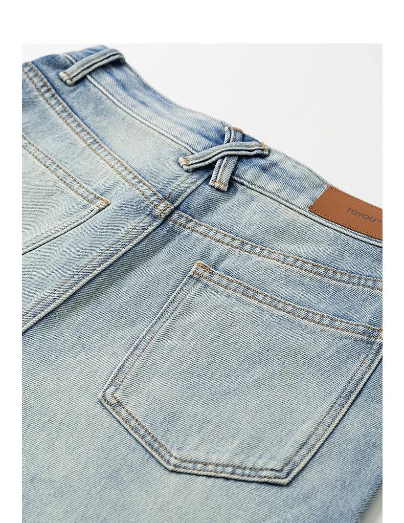 Damenjeans, mittelhoher Bund, weites gerades Bein, lange Länge