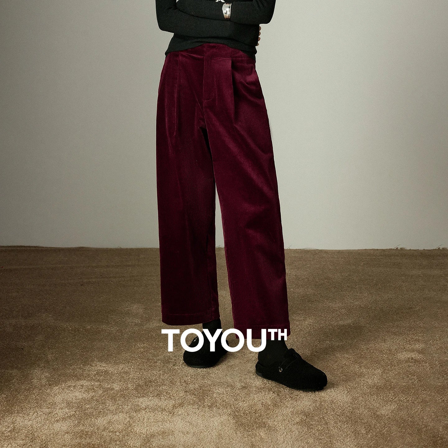 Pantalon Femme – Velours Côtelé Plissé, Coupe Banana Rétro, Effet Gainant et Cache-Hanches