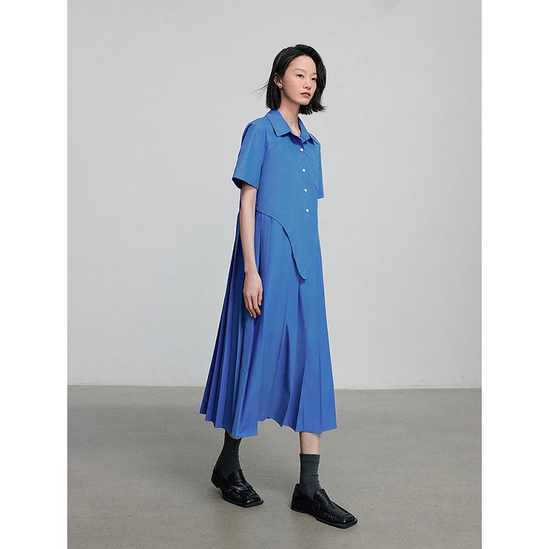 Robe femme mi‑mollet été style office à manches courtes