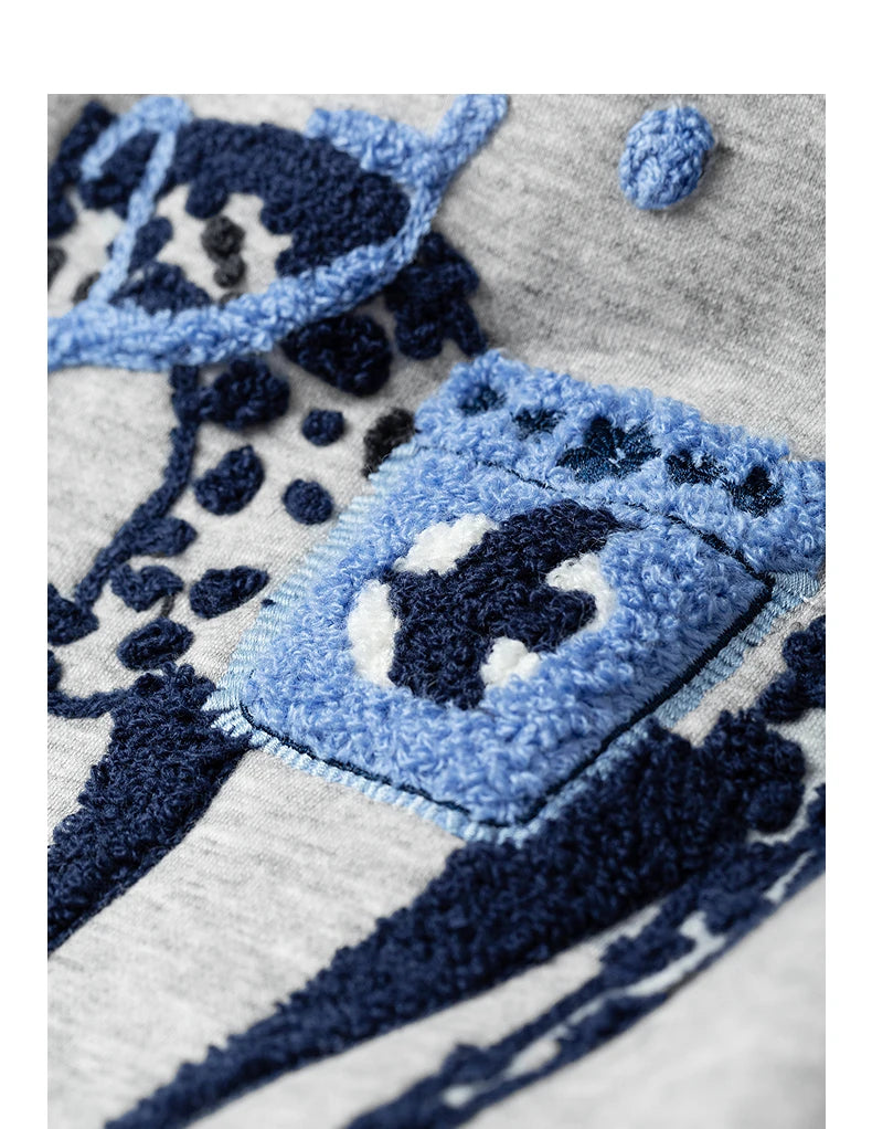 Women's Sweatshirt Dress – Hooded, Embroidered Horse, Soft Fleece Knit, Loose Fit, Mid-Length