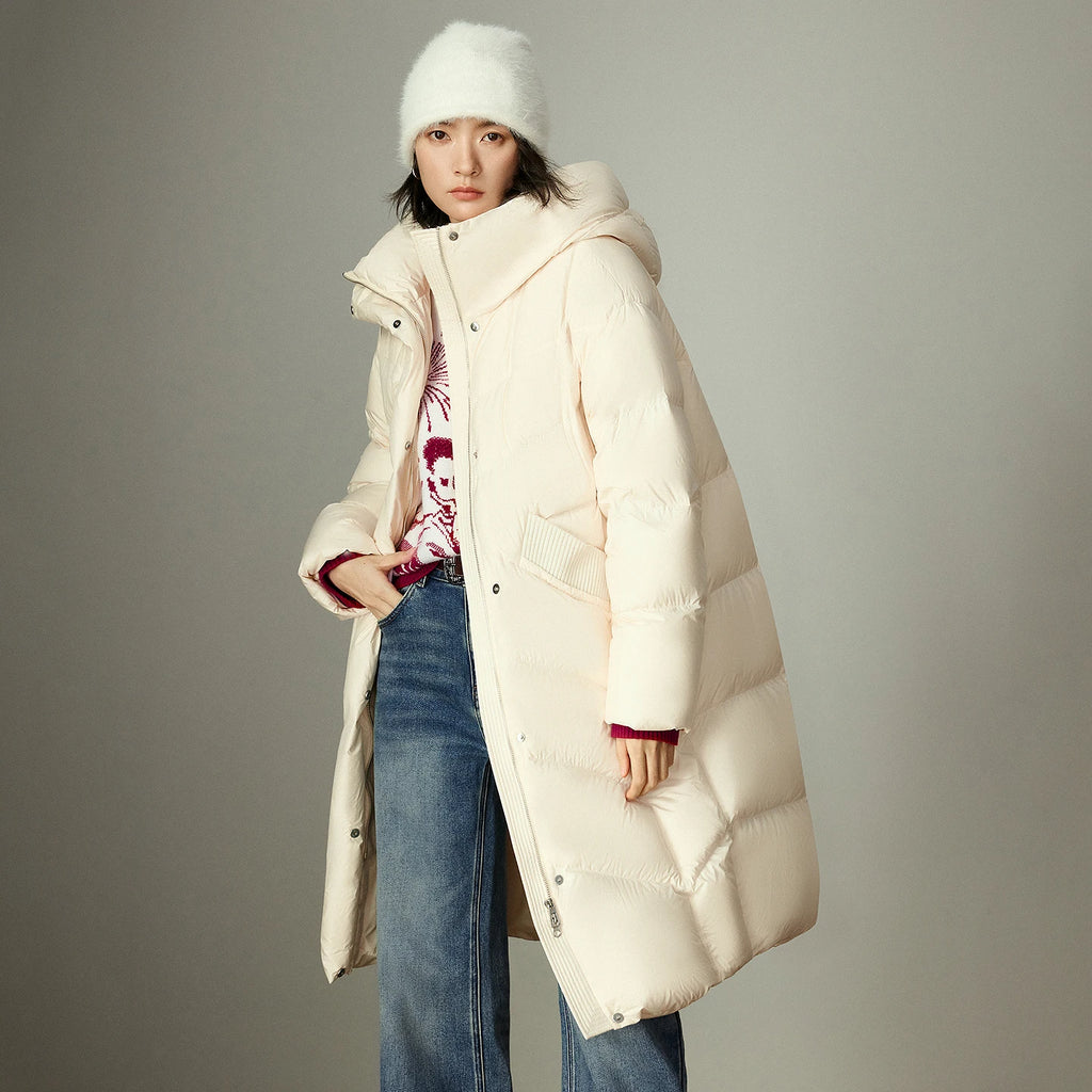 Daunenjacke für Damen – Federn, Color-Block, Freizeit-Stil