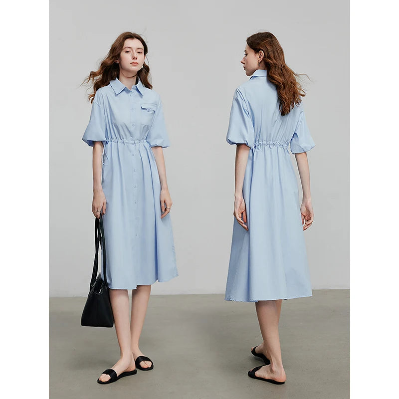 Elegant women's summer dress with a chic and modern flowing cut