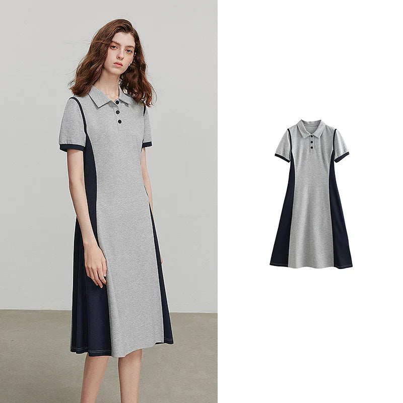 Damen-Sommerkleid mit kurzen Ärmeln und Paneelen im Urlaubsstil