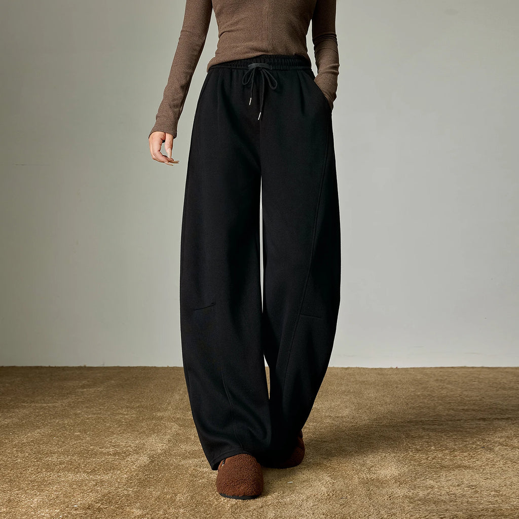 Pantalon Large Femm en Coton Doux – Taille Haute Élastique, Coupe Banana Chic