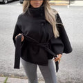 Elegant Short Cape Coat with Belt