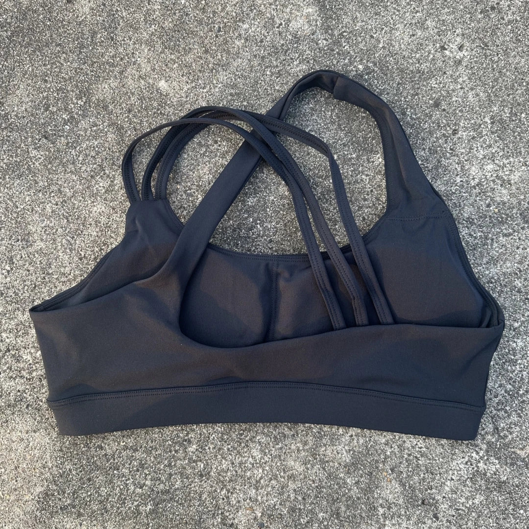 Brassière de sport croisée dos nageur, maintien fort, coques amovibles