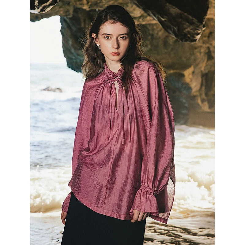 Blouse femme manches longues – col V