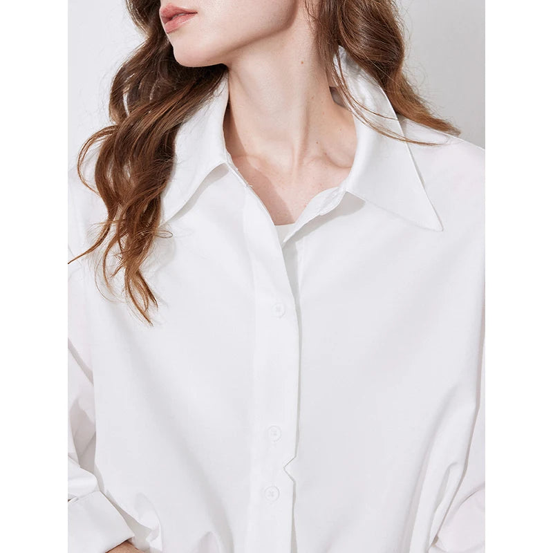 Chemise femme manches longues col chemise uni casual office