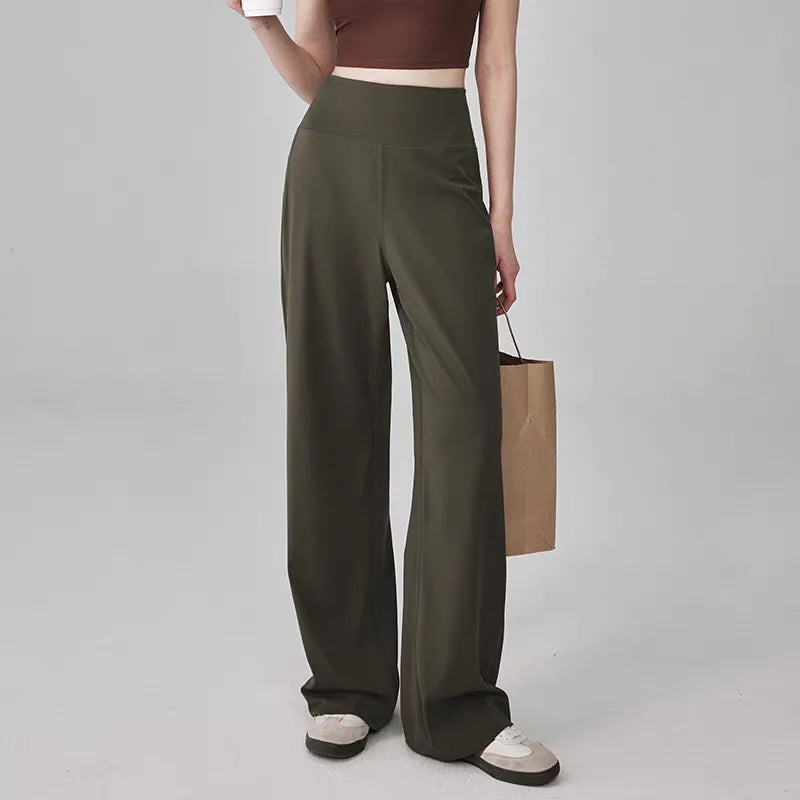 Pantalon de yoga femme taille haute extensible avec poches