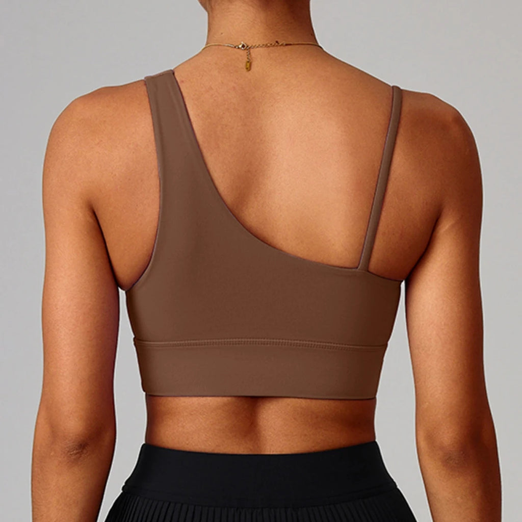 Brassière de sport asymétrique à une épaule avec coussinets