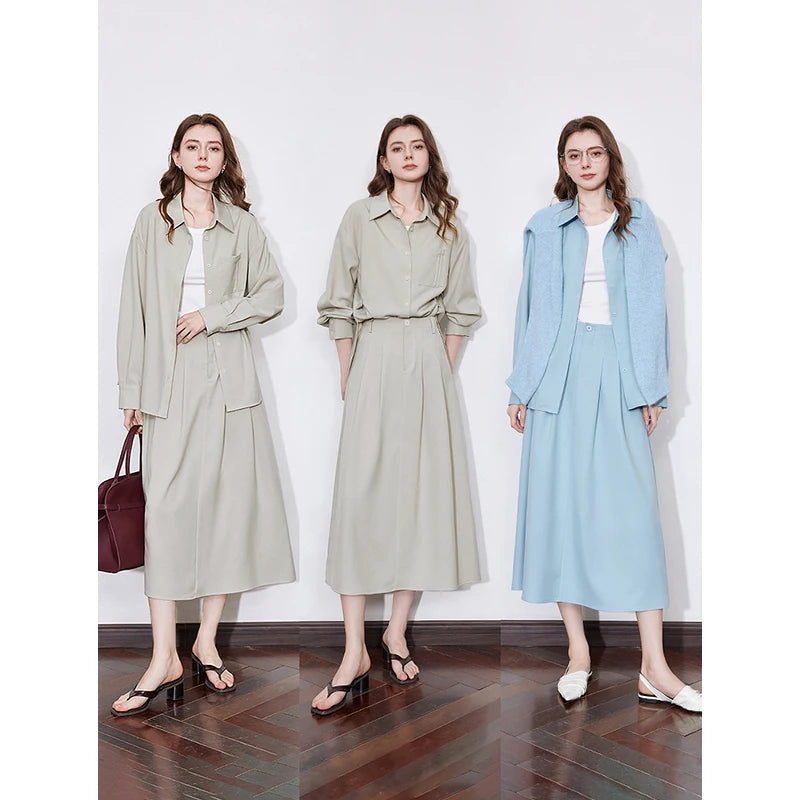 Chemise femme à manches longues et poches – coupe loose