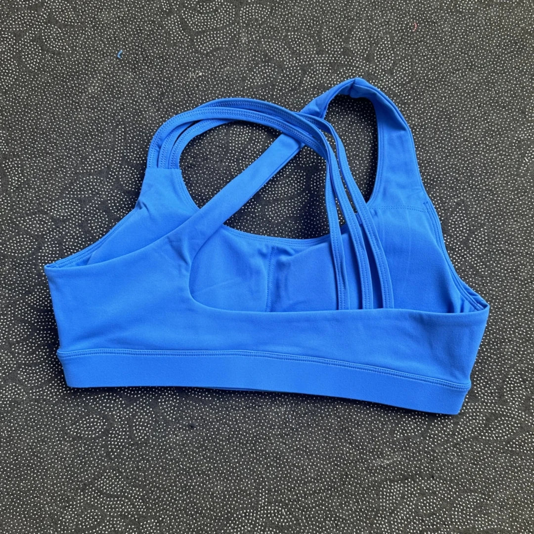 Brassière de sport croisée dos nageur, maintien fort, coques amovibles