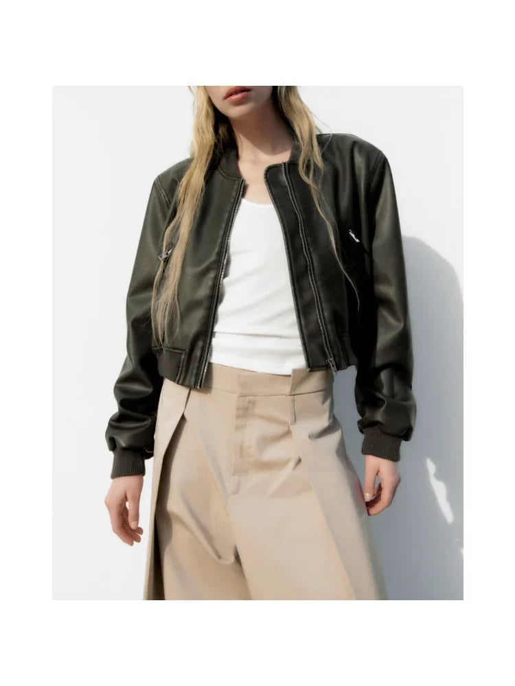 Elegant Long-Sleeved Bomber Jacket