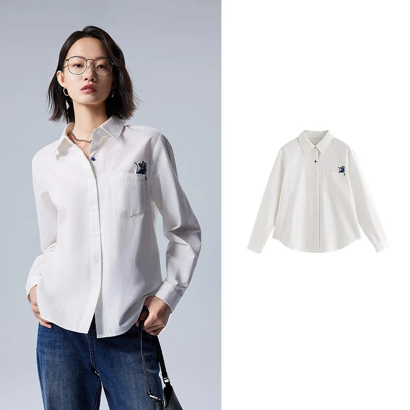 Chemise femme manches longues col chemise streetwear imprimée