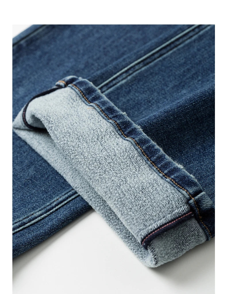 Jean femme doublé chaud taille mi-haute coupe droite large