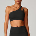 Brassière de sport asymétrique à dos ajouré avec coussinets