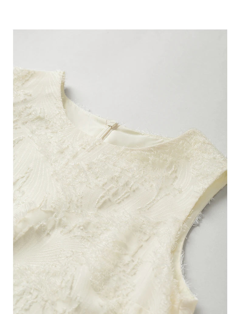 Robe femme mi-mollet été A-Line sans manches col rond