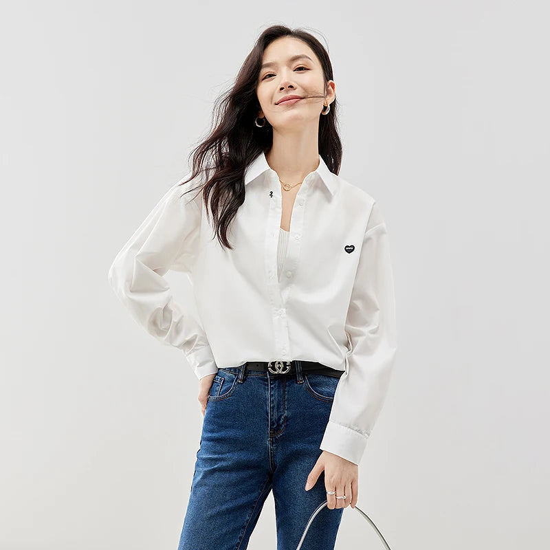 Chemise femme manches longues col chemise style casual office