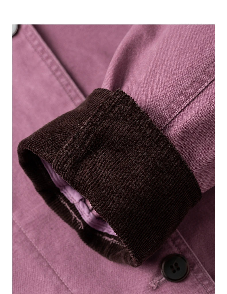 Damenmantel – Asymmetrischer Midirock-Schnitt, reine Baumwolle, Kontrastnaht, Himbeerrosa