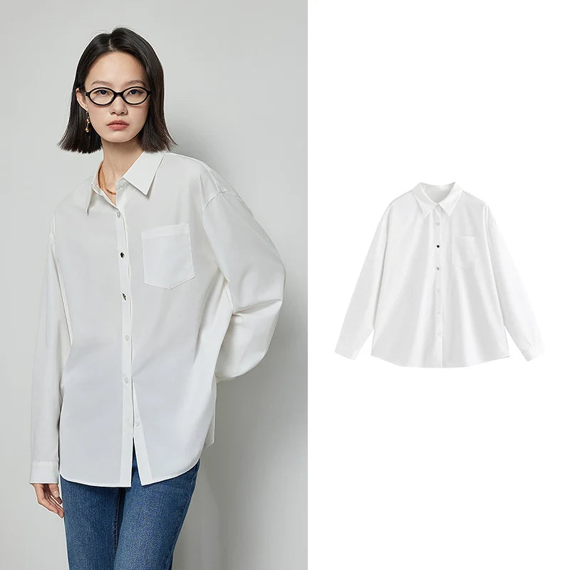 Women's plain shirt with classic collar