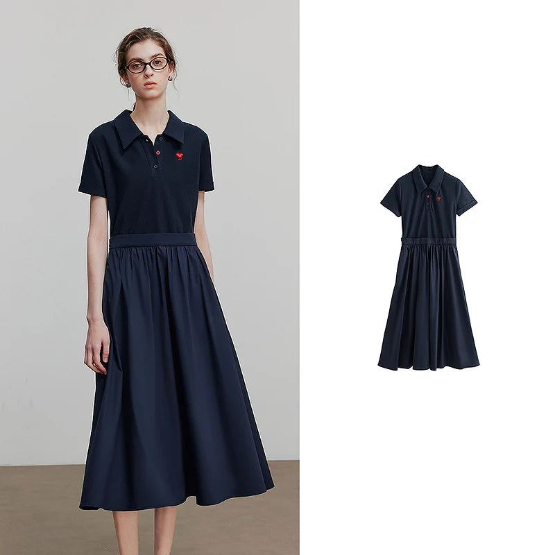 Elegant women's summer polo-style dress, straight cut, chic