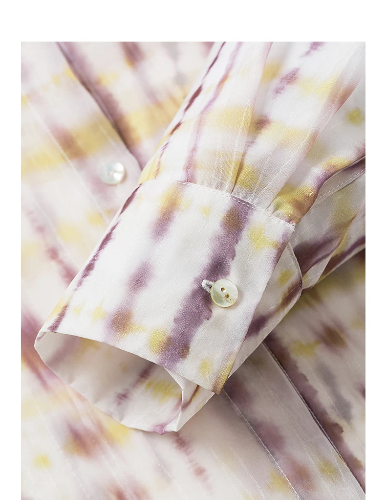 Chemise femme mi-longue imprimée – manches longues