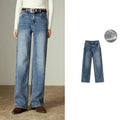 Damenjeans – Gerader Schnitt, gewaschener Vintage-Denim, Fleece-Futter und Lycra-Stretch