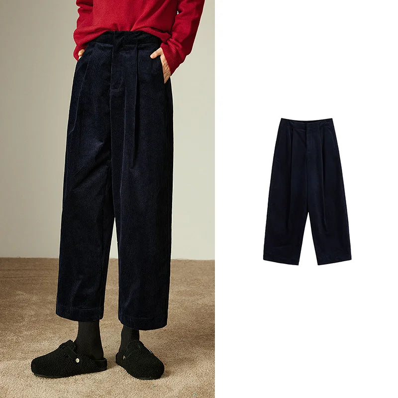 Pantalon Femme – Velours Côtelé Plissé, Coupe Banana Rétro, Effet Gainant et Cache-Hanches