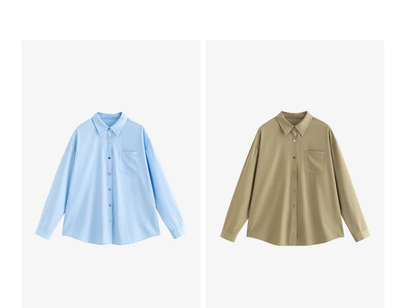 Women's plain shirt with classic collar