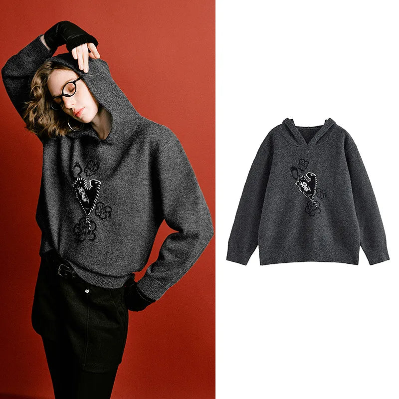 Sweat à Capuche Femme – Maille Épaisse, Confortable et Doux, Look Moderne