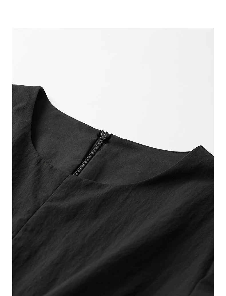 Robe femme mi‑mollet été A-Line manches courtes col rond