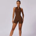 Combinaison de yoga courte sans dos avec zip et effet scrunch