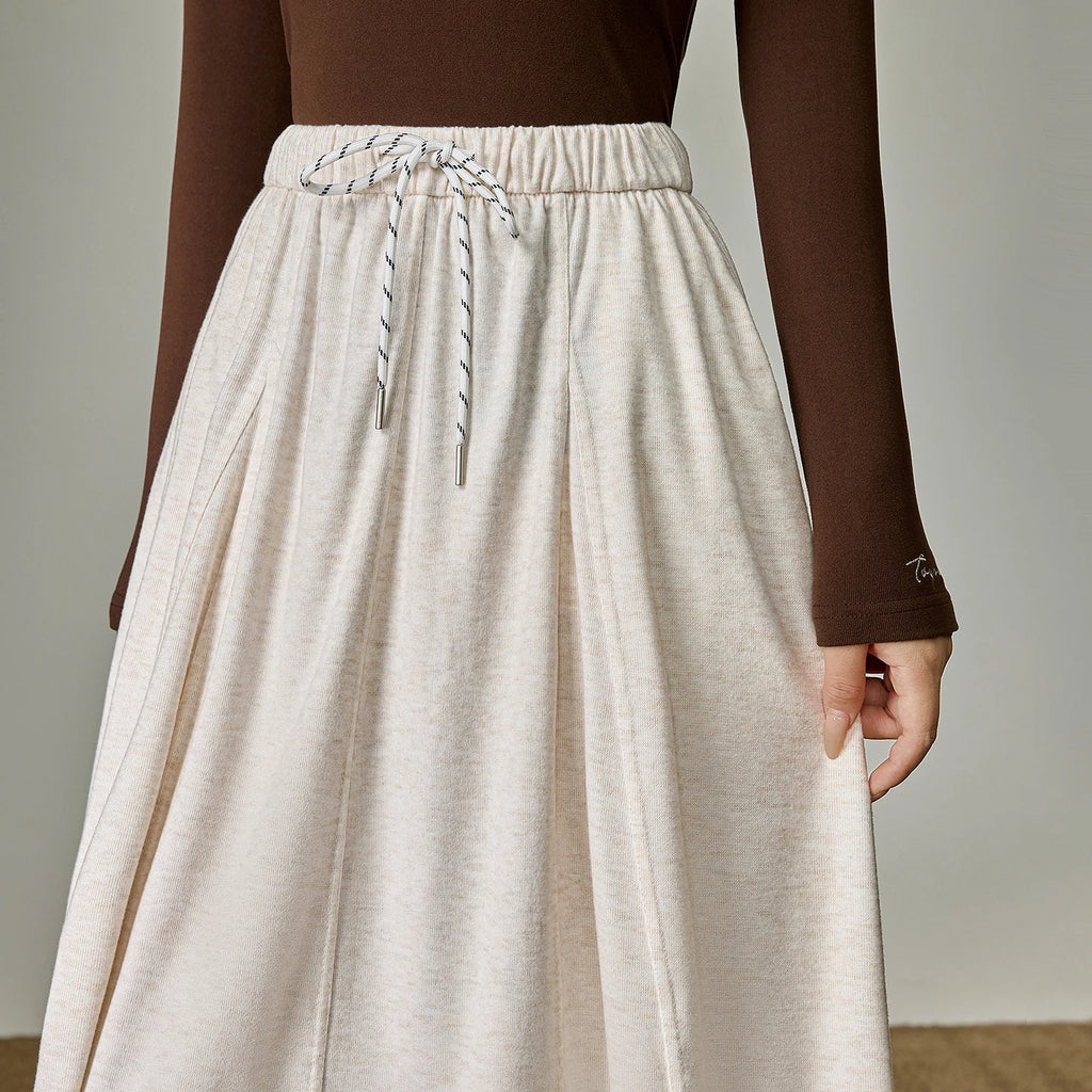 Jupe Midi Femme – Style Cocoon, Taille Élastique, Coupe A-line avec Fente Latérale