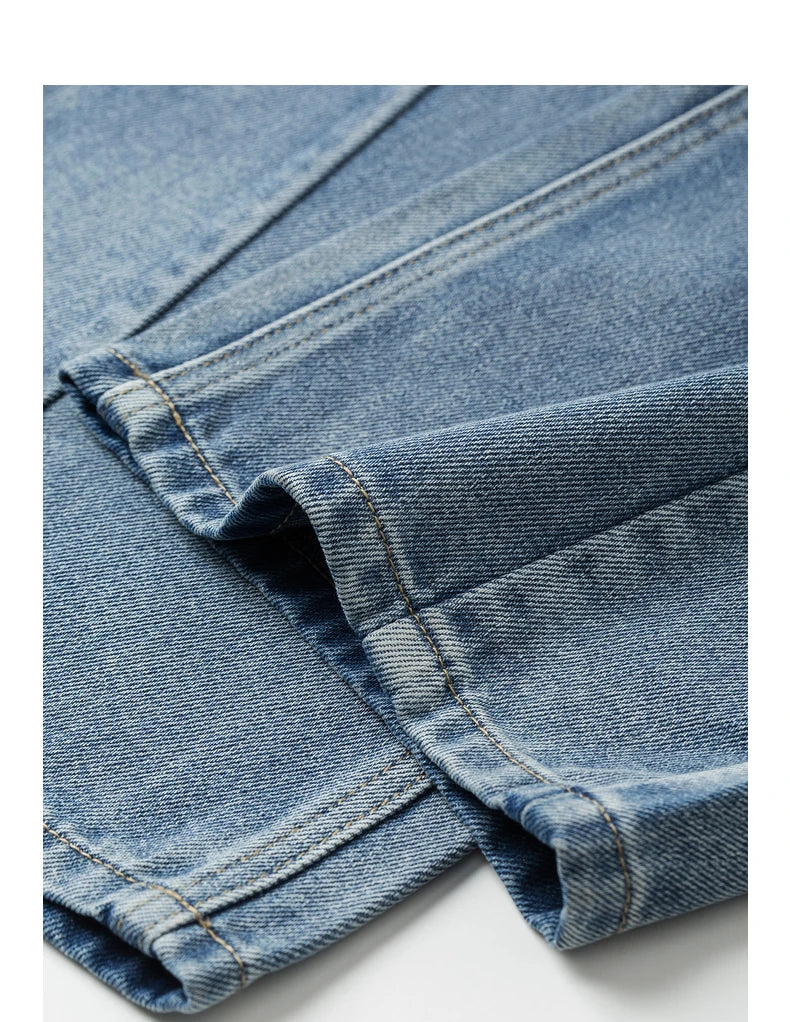 Damenjeans im Wasteland-Stil, mittelhoher Bund, weites, langes Bein