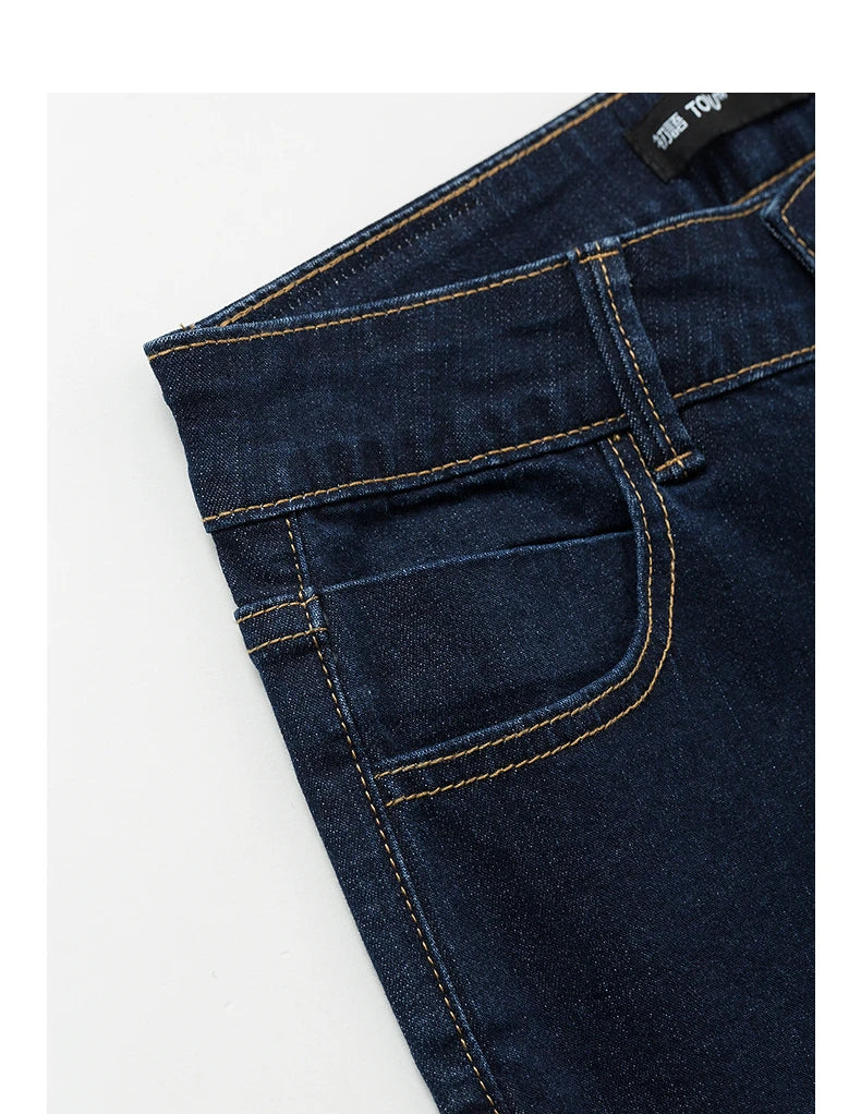 Jean femme coton coupe micro évasée style rétro