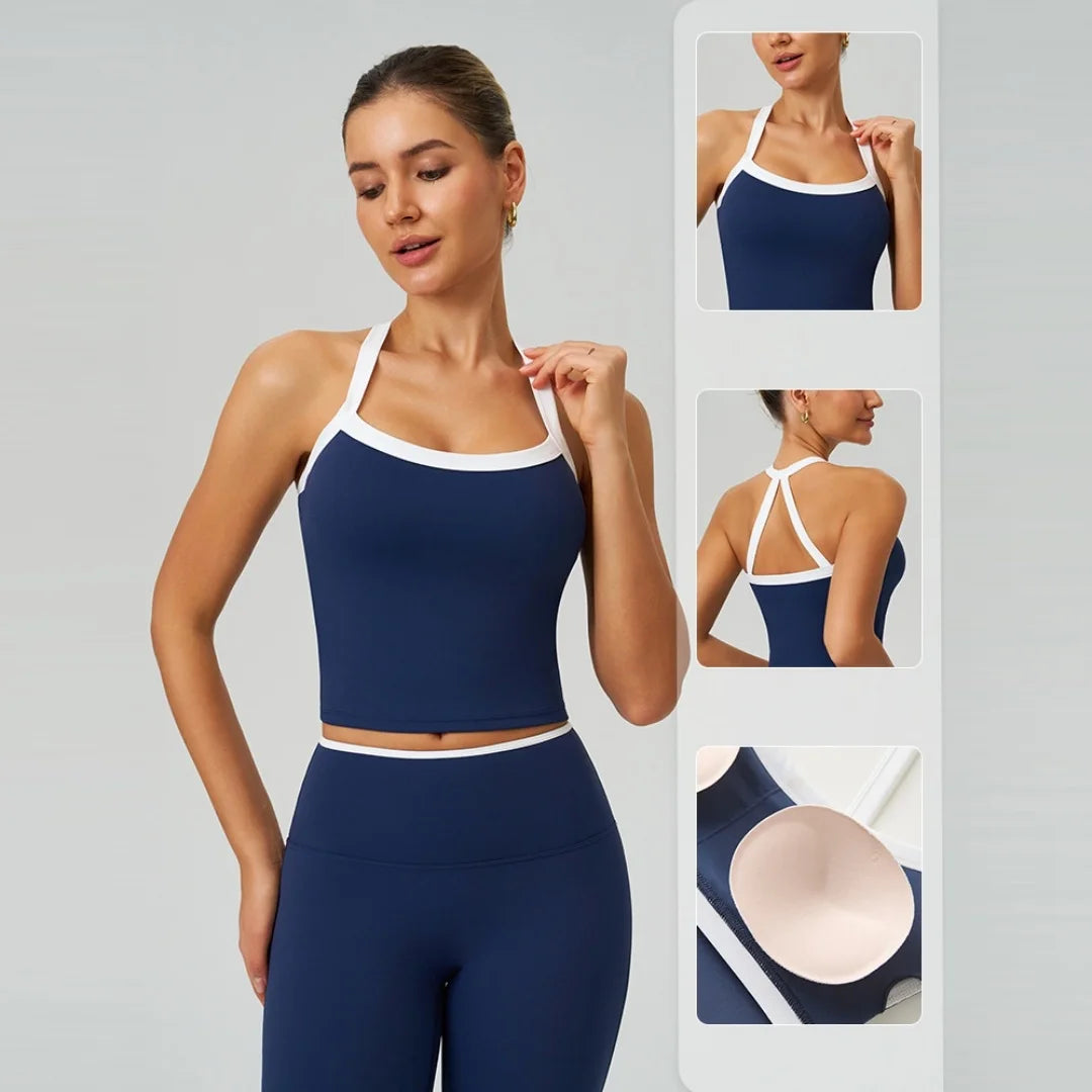 Brassière de sport femme à dos croisé avec coussinets