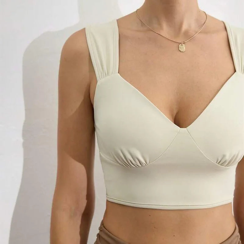 Sexy V-neck sports top with criss-cross straps