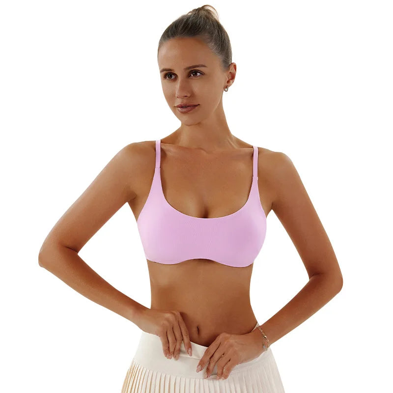Brassière de sport unie femme avec coussinets amovibles
