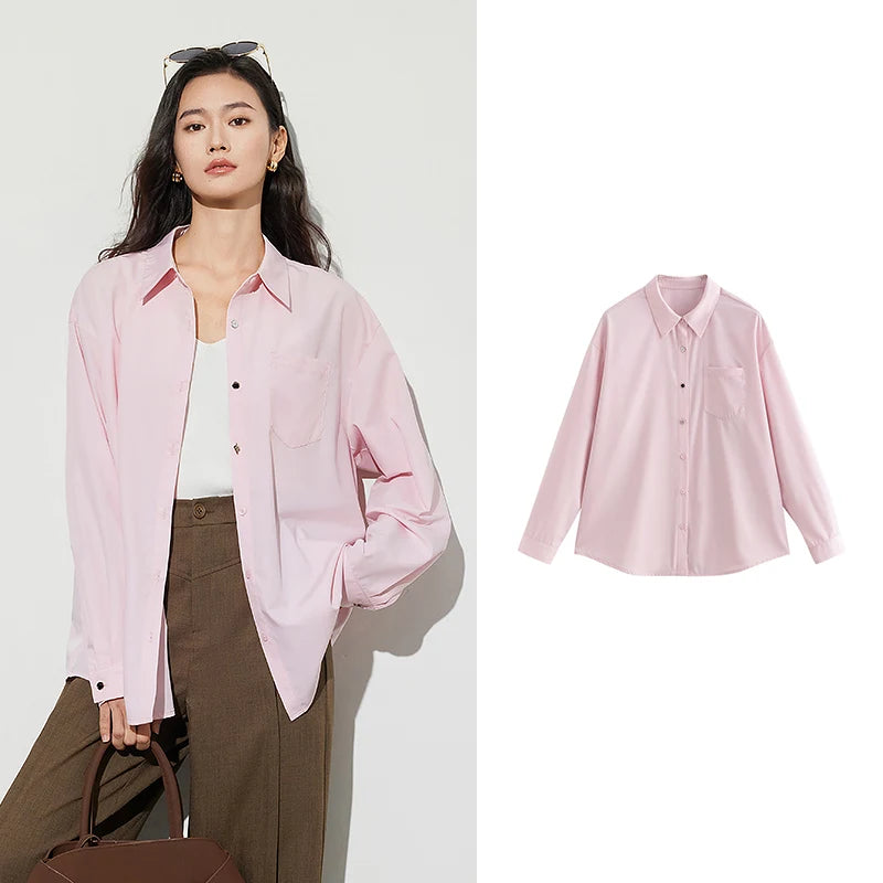 Women's plain shirt with classic collar