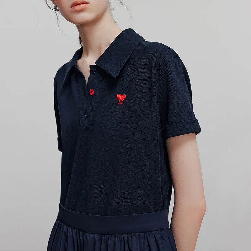 Elegant women's summer polo-style dress, straight cut, chic