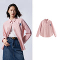 Women's long-sleeved shirt with a printed streetwear collar