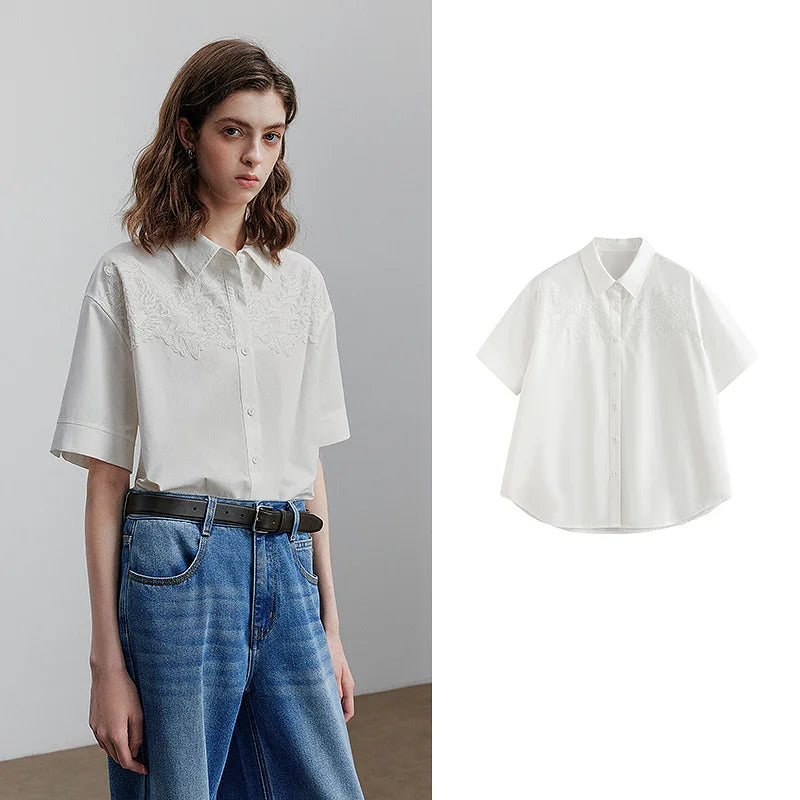 Chemise femme manches courtes col classique casual